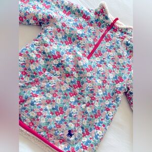 Floral Fleece Pullover with Pink Accents